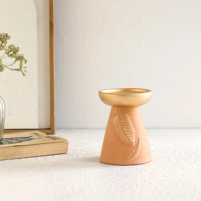 Frangipani terracotta candle holder  short