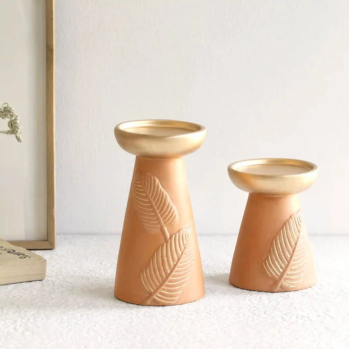 Frangipani terracotta candle holder  short