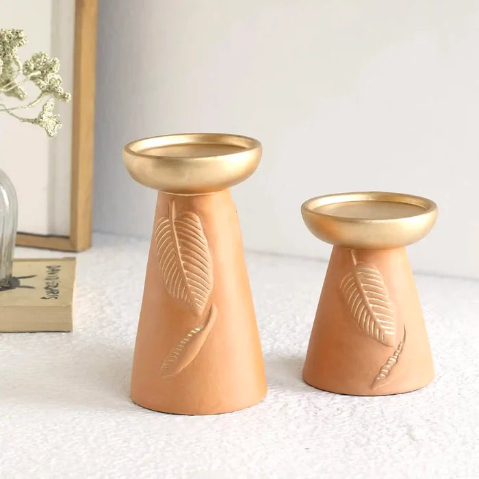 Frangipani terracotta candle holder  tall