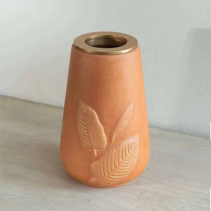 Frangipani terracotta vase tall