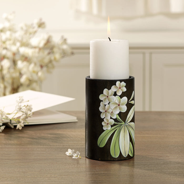 Frangipani Wooden Candle Holder - Large
