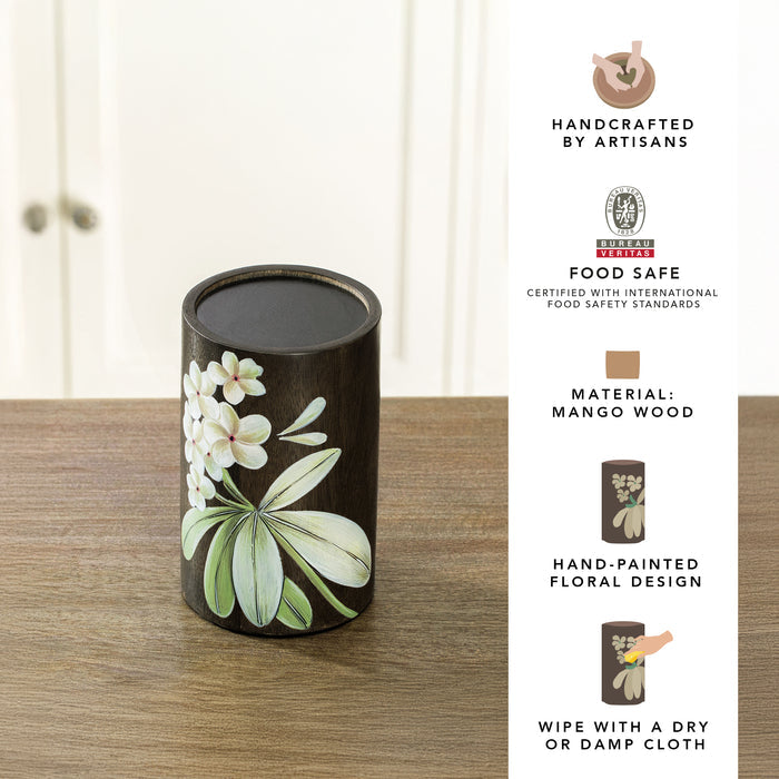 Frangipani Wooden Candle Holder - Large