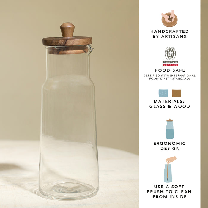 Fryst Glass Carafe with Wooden Lid