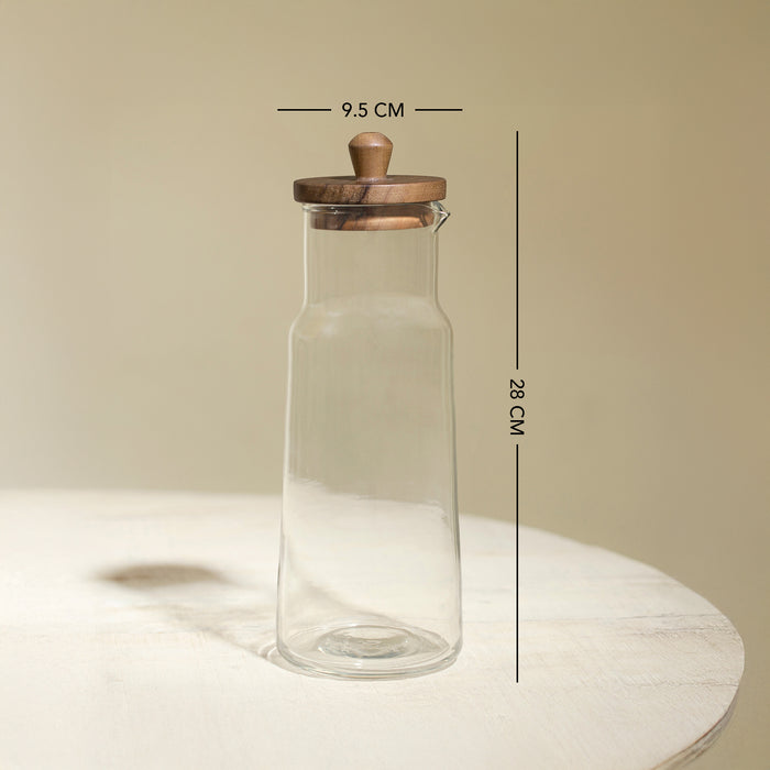 Fryst Glass Carafe with Wooden Lid