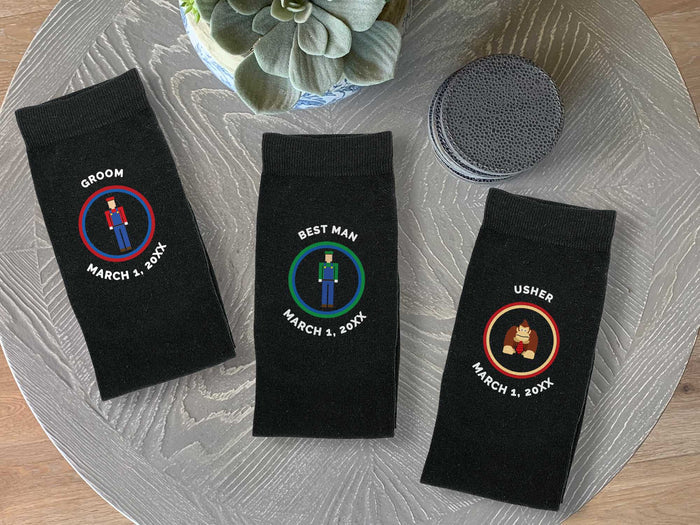 Fun Super Mario Inspired Personalized Wedding Socks