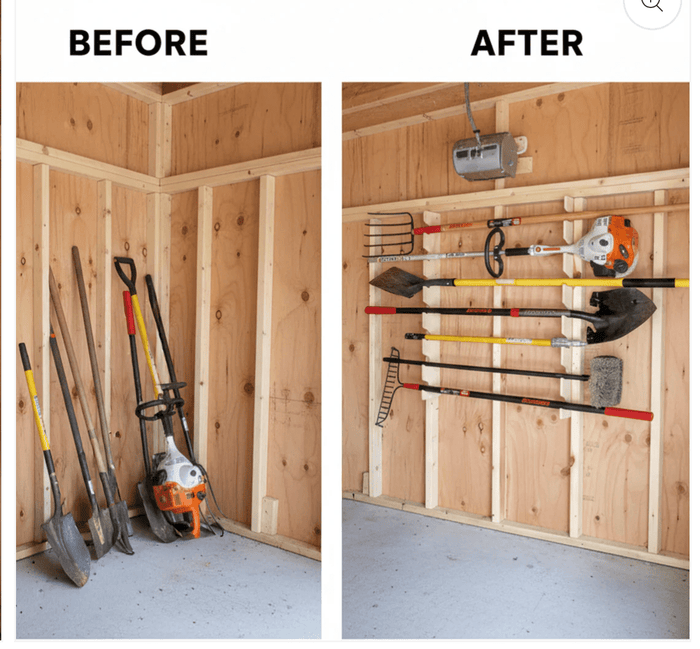 Garden Tool Organizer Rack - Stud Mounted - HangThis Up