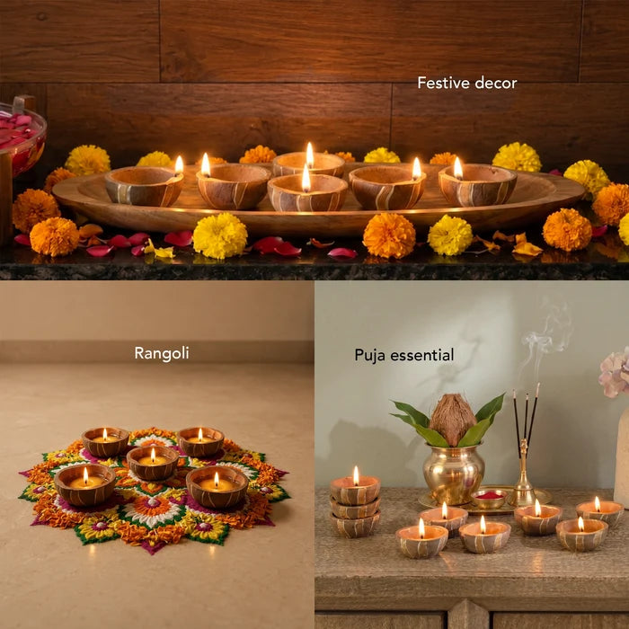 Gaudeep gold stripes diya set of 12