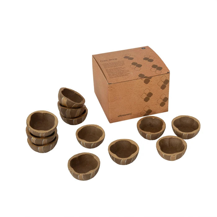 Gaudeep gold stripes diya set of 12