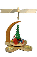 German Christmas Pyramid: Santa with Train & 3 Tea Lights