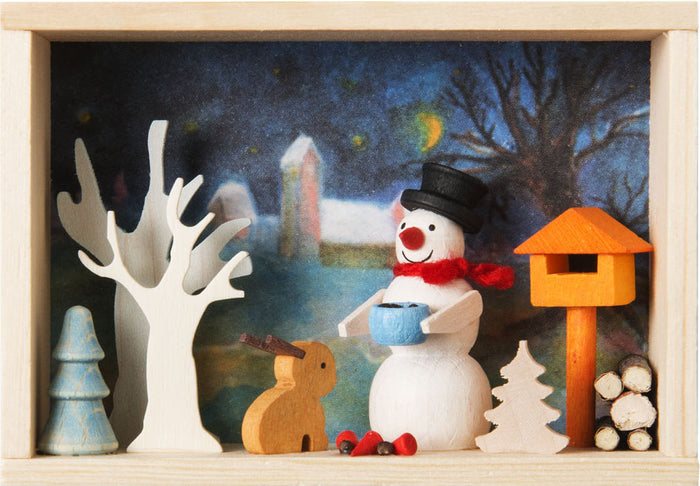 German Matchbox Scene: Snowman