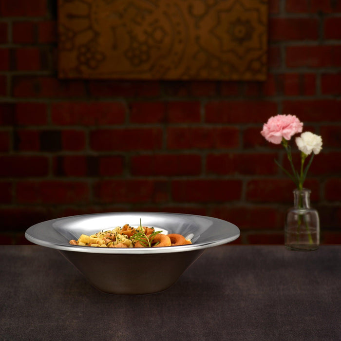 Glossy Silver Metal Serving Bowl - ellementry