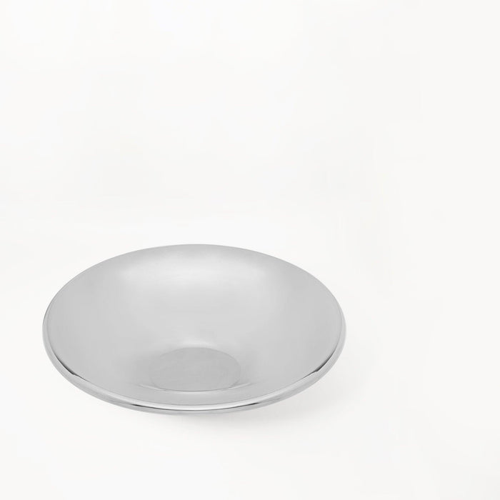 Glossy Silver Metal Serving Bowl