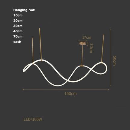 Golden White Suspension Light - Dia 150cm / Black - Level Decor