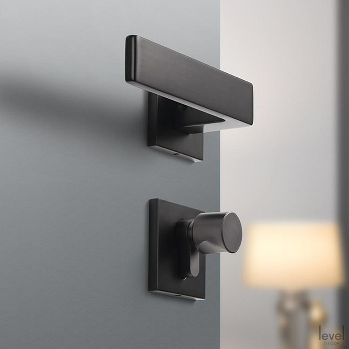 Grey Brushed Wooden Door Handle - Level Decor