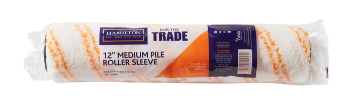 Hamilton For The Trade Medium Pile Roller Sleeve 12" – Professional Roller for Smooth & Textured Surfaces-Eclipse Fencing