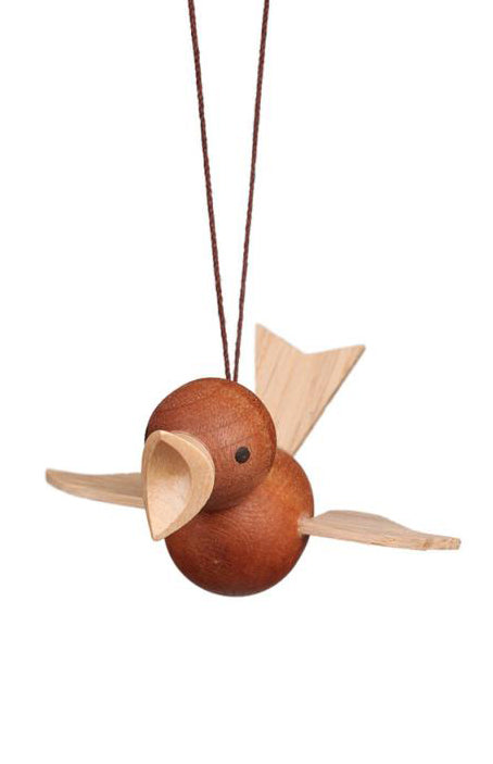 Handmade Wooden Bird Ornament from Germany, Natural