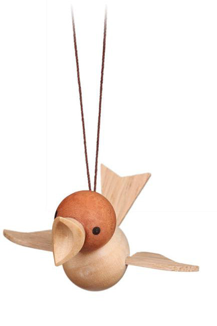Handmade Wooden Bird Ornament from Germany, Natural