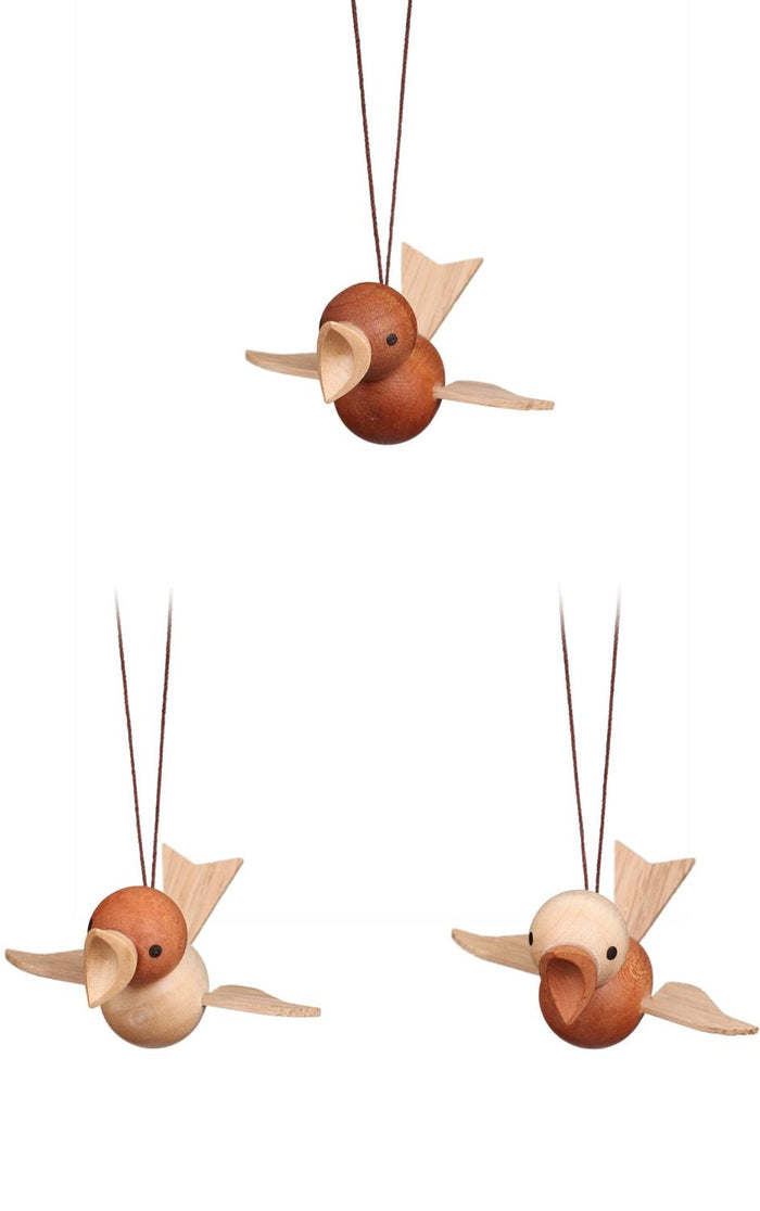 Handmade Wooden Bird Ornament from Germany, Natural