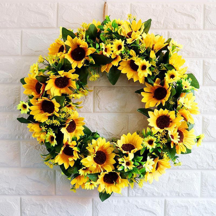 Happy Sunflower Wreath Modern Farmhouse
