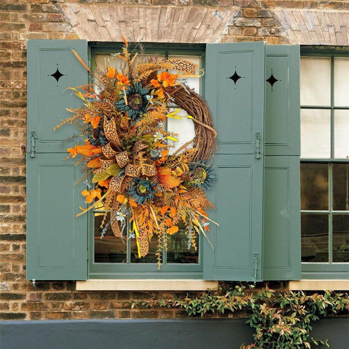 Harvest Wreath with Leopard Ribbon Bow VCI Imports