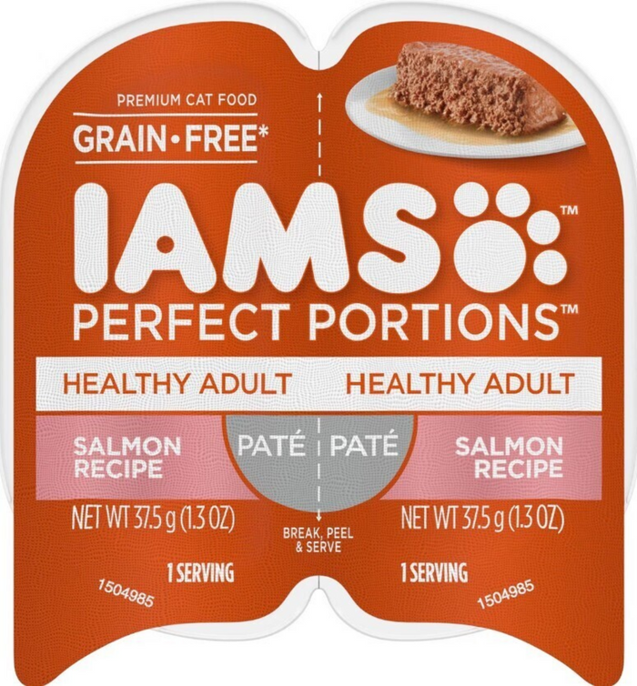 Iams Perfect Portions Healthy Adult Salmon Pate Wet Cat Food Tray