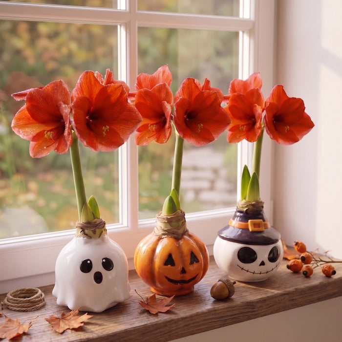 Jack-O-Lantern Waxed Amaryllis Collector's Bulb‎ with sovereign blooms