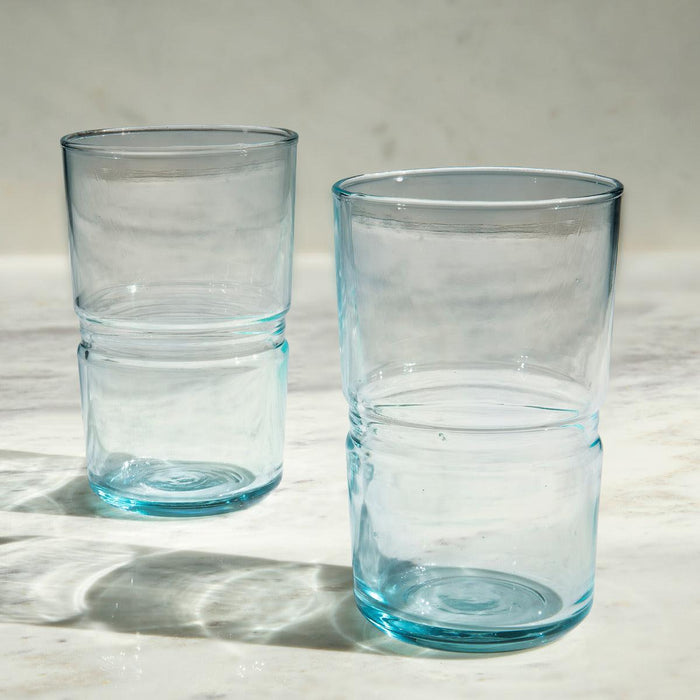 jove blue glass tumbler set of 2 (tall)