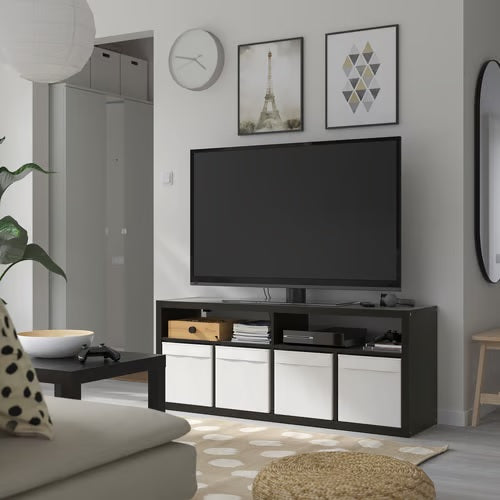 KALLAX TV bench, Black-brown, 147x60 cm