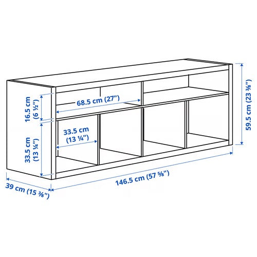 KALLAX TV bench, Black-brown, 147x60 cm