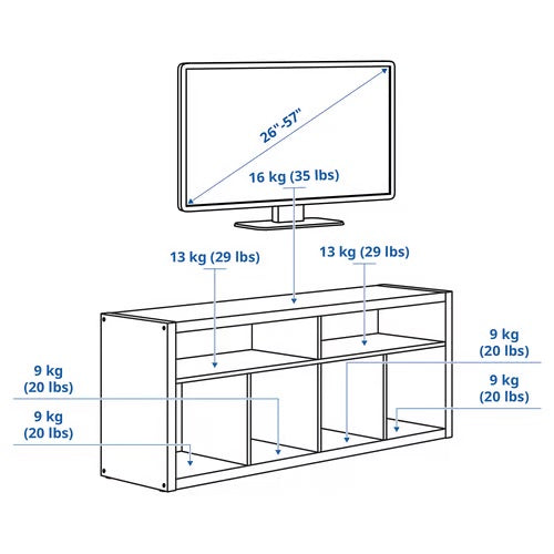 KALLAX TV bench, Black-brown, 147x60 cm