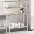 Kitchen Work Table with Overshelf 43.3"x21.7"x59.1" Stainless Steel Doba