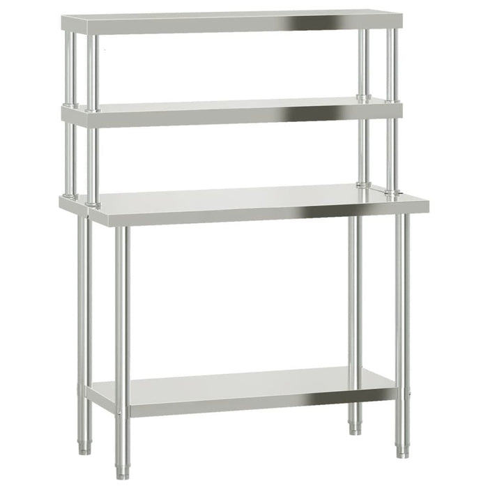 Kitchen Work Table with Overshelf 43.3"x21.7"x59.1" Stainless Steel Doba