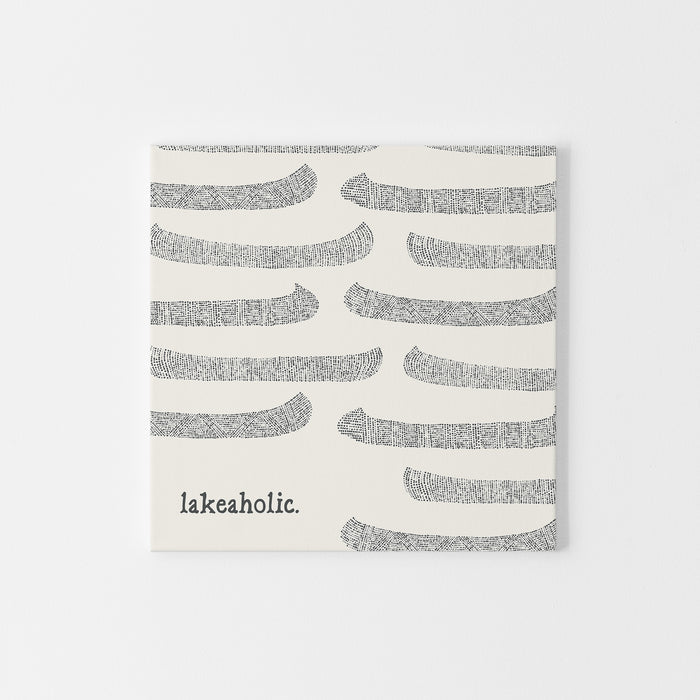 Lakeaholic Canoe Lake House Illustration Wall Art Print or Canvas - Jetty Home
