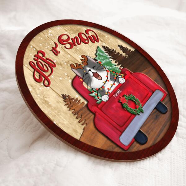 Let It Snow Door Sign, Christmas Door Hanger, Personalized Cat Breeds, Rustic Christmas Front Door Decor