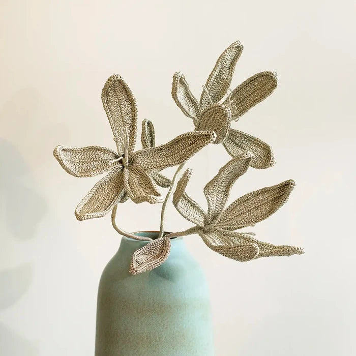lily silver crochet flower- set of 3