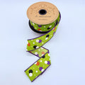 Lime Green & Purple Polka Dots Halloween Ribbon, 1.5“ x 10YD