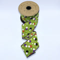 Lime Green & Purple Polka Dots Halloween Ribbon, 2.5“ x 10YD