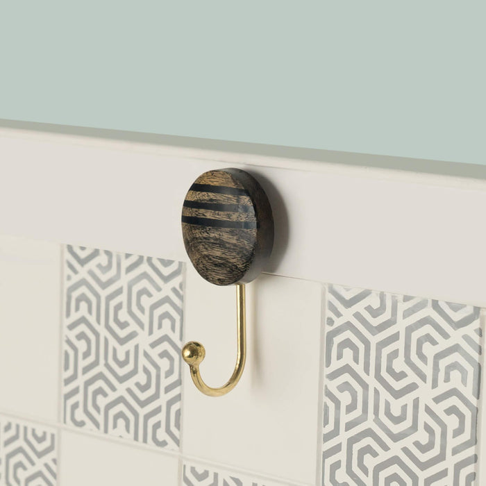 Lines Black Wooden Wall Hook