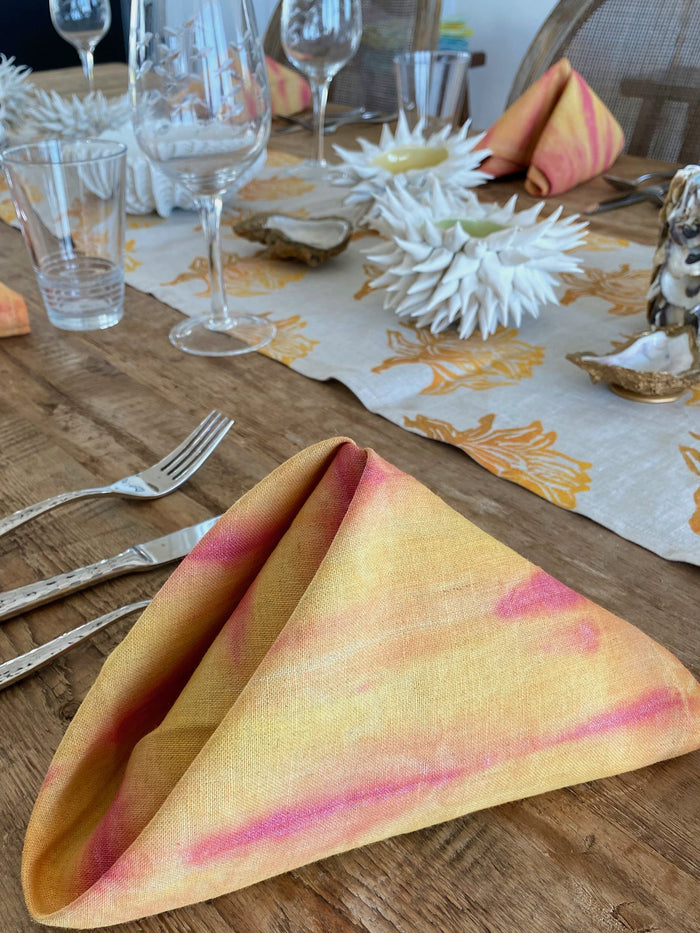 Lotus in Golden Rod Linen Napkin, Set of 2