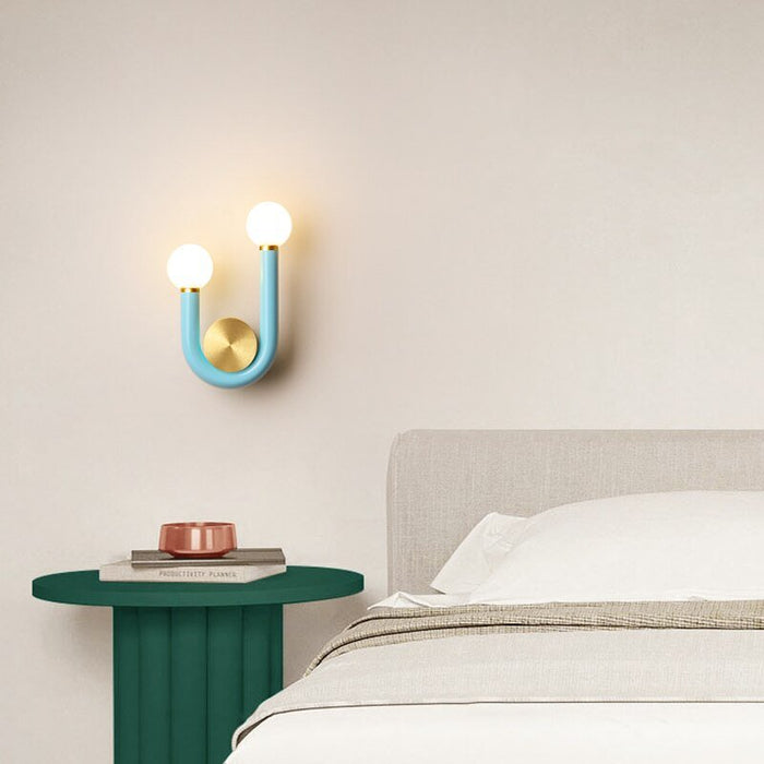 Lysandra Wall Lamp - A - Blue - 6.5" x 3.7" x 9.4" / 16.5cm x 9.5cm x 24cm - 10W / Warm White - Level Decor