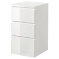 MALM Chest of 3 drawers, HIGH GLOSS WHITE, 40x78cm