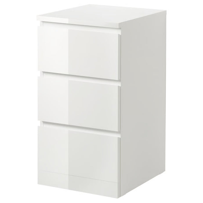 MALM Chest of 3 drawers, HIGH GLOSS WHITE, 40x78cm