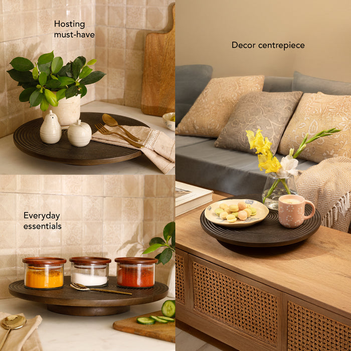 Mango  Lazy Susan Ribbed Natural