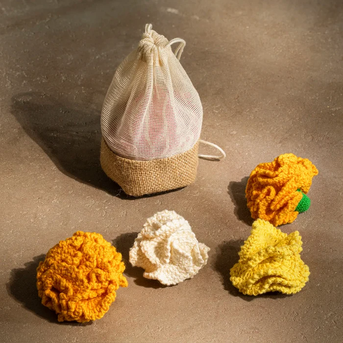 marigold crochet flower  set of 4