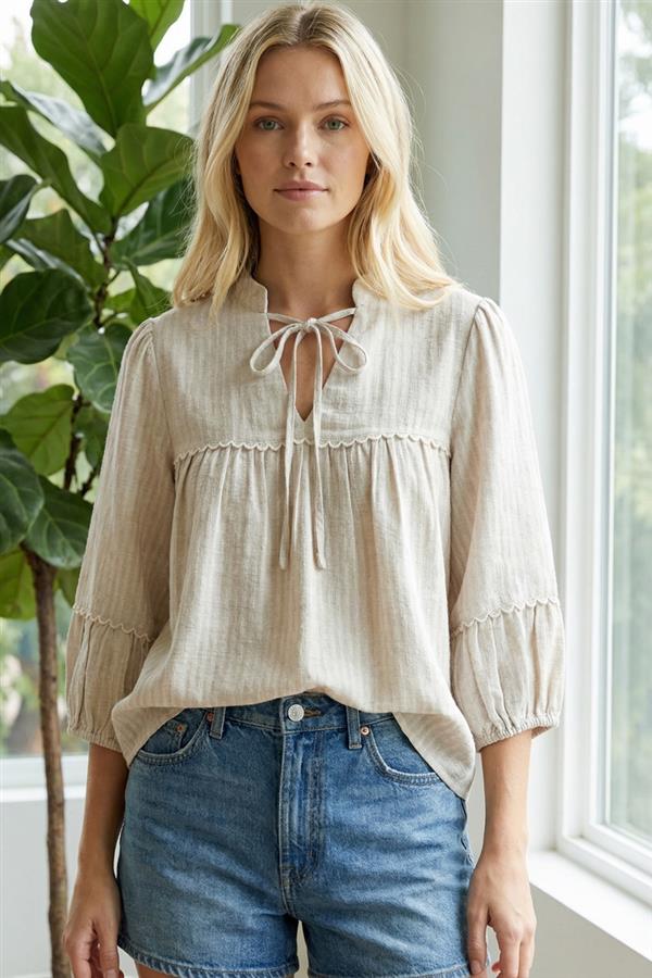 Marlowe Pinstripe Linen Top