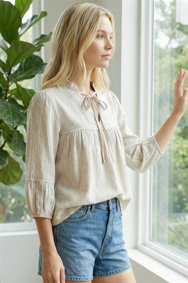 Marlowe Pinstripe Linen Top