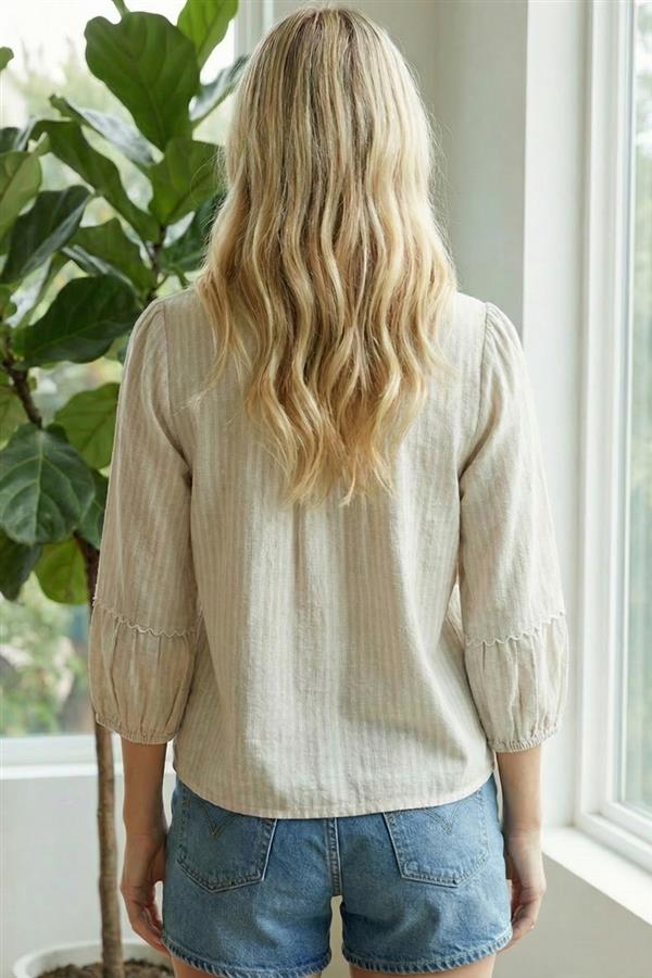 Marlowe Pinstripe Linen Top