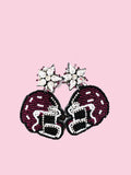 Maroon Helmet Beaded Earrings