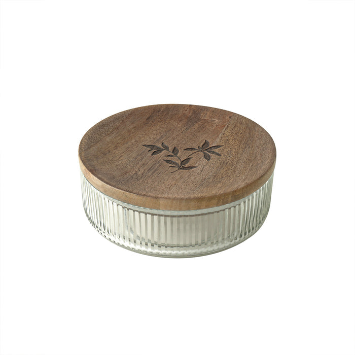 Meissa glass roti box with wooden lid