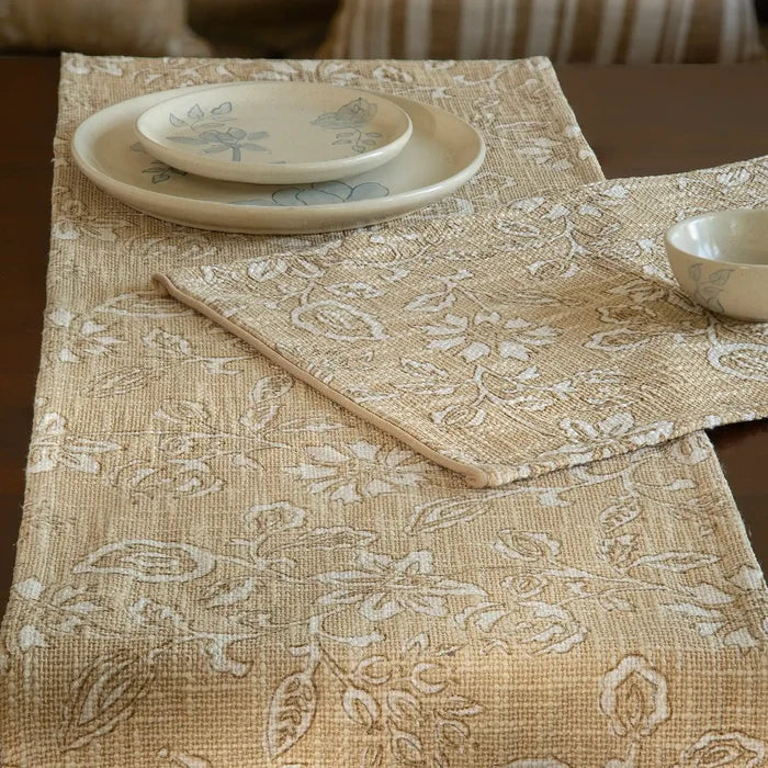 Melange printed cotton runner